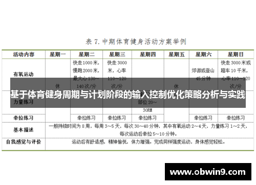 基于体育健身周期与计划阶段的输入控制优化策略分析与实践